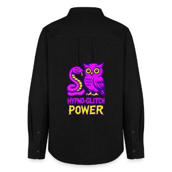 Hypno Glitch Power Owl - Chemise Oxford Femme - noir - Dos - AI Model Female 172 light (172cm)