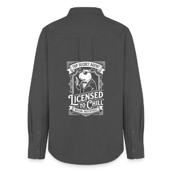 Licensed to Chill - Agent Humor - Women's Oxford Shirt - anthracite - Back - AI Model Female 172 light (172cm)