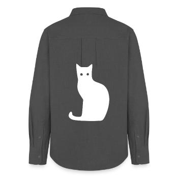 Katze Silhouette Minimal Design Cat Lover Katzen - Frauen Oxford Hemd - Anthrazit - Hinten - AI Model Female 172 light (172cm)