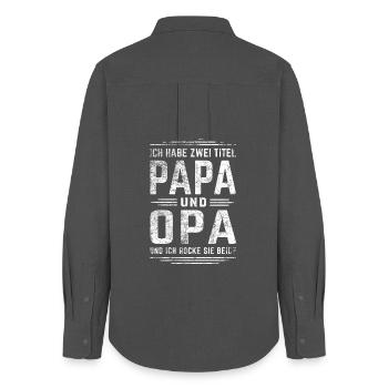 Papa und Opa - ich rocke sie beide - Frauen Oxford Hemd - Anthrazit - Hinten - AI Model Female 172 light (172cm)