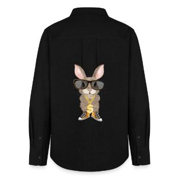 lapin mignon comme hip hopper avec des lunettes cool - Chemise Oxford Femme - noir - Dos - AI Model Female 172 light (172cm)