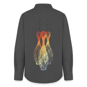 Bowling Pins Sketch - Women's Oxford Shirt - anthracite - Back - AI Model Female 172 light (172cm)