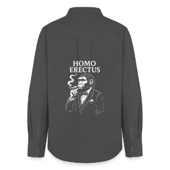 Élégante Maison Erectus fumer un cigare - Chemise Oxford Femme - charbon - Dos - AI Model Female 172 light (172cm)