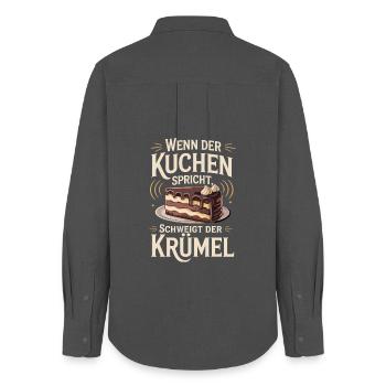  Wenn Der Kuchen Spricht Schweigt Der Krümel - Frauen Oxford Hemd - Anthrazit - Hinten - AI Model Female 172 light (172cm)