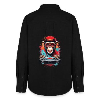 Monkey DJ - Women's Oxford Shirt - black - Back - AI Model Female 172 light (172cm)