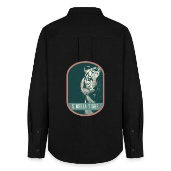 Bengalischer Tiger Porträt Aufnäher: Indische Fauna - Frauen Oxford Hemd - Schwarz - Hinten - AI Model Female 172 light (172cm)