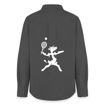 Vache minimaliste joueur de tennis servir - Chemise Oxford Femme - charbon - Dos - AI Model Female 172 light (172cm)
