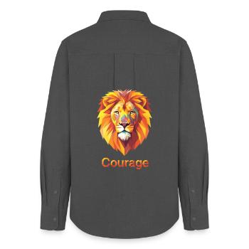 Majestic lion with courage design - Women's Oxford Shirt - anthracite - Back - AI Model Female 172 light (172cm)