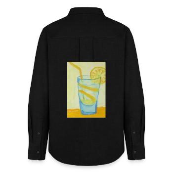 Zitronen Glas Cocktail - Frauen Oxford Hemd - Schwarz - Hinten - AI Model Female 172 light (172cm)