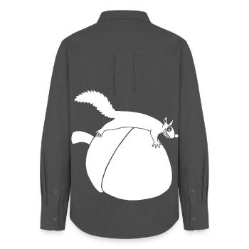 The squirrel against the glans (white) - Women's Oxford Shirt - anthracite - Back - AI Model Female 172 light (172cm)