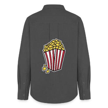 Popcorn Theatre Cinema Movies Streaming Dvd Evening - Women's Oxford Shirt - anthracite - Back - AI Model Female 172 light (172cm)