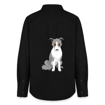 Border Collie Side Eye - Women's Oxford Shirt - black - Back - AI Model Female 172 light (172cm)