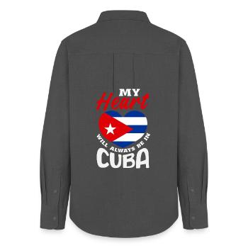 Cuba Pride & Home - Design du drapeau de Cuba - Chemise Oxford Femme - charbon - Dos - AI Model Female 172 light (172cm)
