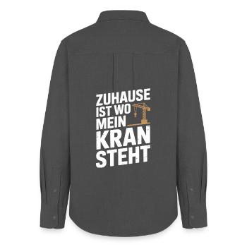  Zuhause Ist Wo Mein Kran Steht Kranfahrer Baukran - Frauen Oxford Hemd - Anthrazit - Hinten - AI Model Female 172 light (172cm)