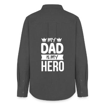 Dad Father - Women's Oxford Shirt - anthracite - Back - AI Model Female 172 light (172cm)