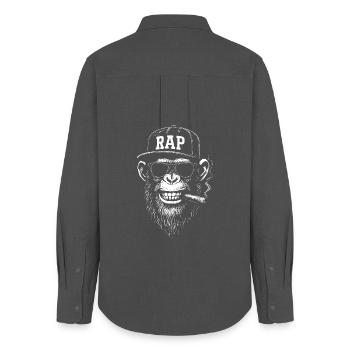 Casquette Rap Monkey Streetwear - Chemise Oxford Femme - charbon - Dos - AI Model Female 172 light (172cm)