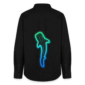 Whale Sharks Children Men Boys Whale Shark - Women's Oxford Shirt - black - Back - AI Model Female 172 light (172cm)