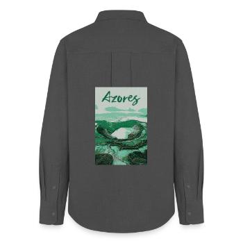 Illustration of the Lagoons in the Azores, Portugal - Women's Oxford Shirt - anthracite - Back - AI Model Female 172 light (172cm)