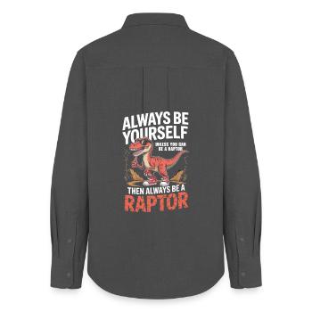 Sois toujours toi-même à moins de pouvoir être un raptor - Chemise Oxford Femme - charbon - Dos - AI Model Female 172 light (172cm)