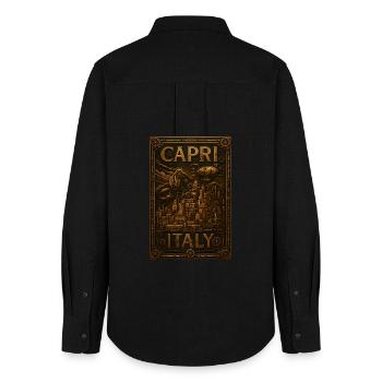 Capri Italien – Steampunk Bronze Reiseposter - Frauen Oxford Hemd - Schwarz - Hinten - AI Model Female 172 light (172cm)