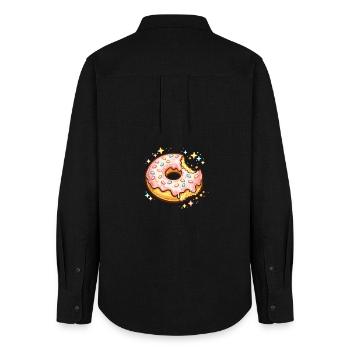 Zuckerrosa Donut mit Sprinkles Funkeln - Frauen Oxford Hemd - Schwarz - Hinten - AI Model Female 172 light (172cm)