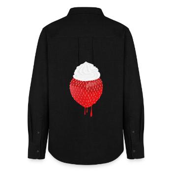 Strawberry with cream – Delicious design for summer - Women's Oxford Shirt - black - Back - AI Model Female 172 light (172cm)