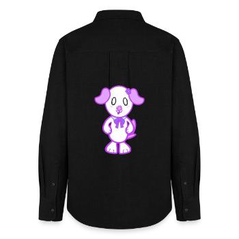 KawaiiDOGGOS – Flora-Druck - Frauen Oxford Hemd - Schwarz - Hinten - AI Model Female 172 light (172cm)