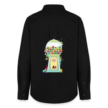 nostalgic retro chewing gum vending machine graffiti style - Women's Oxford Shirt - black - Back - AI Model Female 172 light (172cm)