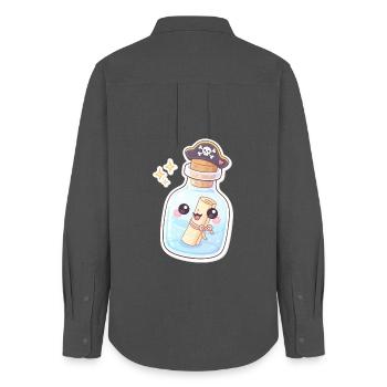 Cute Pirate Message in a Bottle - Frauen Oxford Hemd - Anthrazit - Hinten - AI Model Female 172 light (172cm)