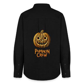 Carved Pumpkin Jack-o'-Lantern Design - Women's Oxford Shirt - black - Back - AI Model Female 172 light (172cm)