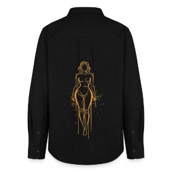 Abstract Woman Line Art Gold - Frauen Oxford Hemd - Schwarz - Hinten - AI Model Female 172 light (172cm)