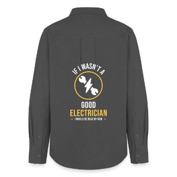 Funny Electrician Quote Design – Skilled Trade - Women's Oxford Shirt - anthracite - Back - AI Model Female 172 light (172cm)