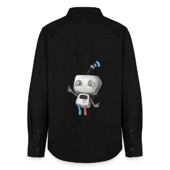 Petit robot - Chemise Oxford Femme - noir - Dos - AI Model Female 172 light (172cm)
