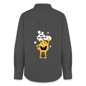 Monster unschuldig "Der war's" Comic Zeigefinger - Frauen Oxford Hemd - Anthrazit - Hinten - AI Model Female 172 light (172cm)