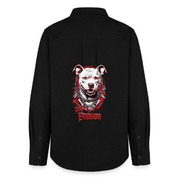 Race de chien pit-bulls, père de chien - Chemise Oxford Femme - noir - Dos - AI Model Female 172 light (172cm)