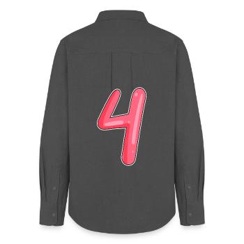 4 - Vier Zahl Nummer - Frauen Oxford Hemd - Anthrazit - Hinten - AI Model Female 172 light (172cm)