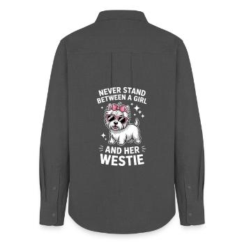 West Highland White Terrier Saying Westie Gift - Women's Oxford Shirt - anthracite - Back - AI Model Female 172 light (172cm)