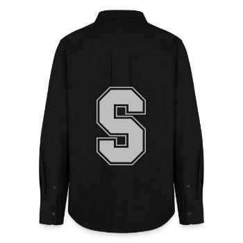 Monogramm Grey Green College House Initial S - Frauen Oxford Hemd - Schwarz - Hinten - AI Model Female 172 light (172cm)