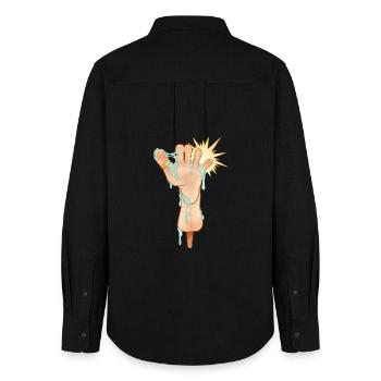 Energetic Foot Illustration - Women's Oxford Shirt - black - Back - AI Model Female 172 light (172cm)