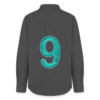 Number 9 - Nine - 9 Motif - Women's Oxford Shirt - anthracite - Back - AI Model Female 172 light (172cm)
