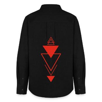 Triangular symbol (red) - Women's Oxford Shirt - black - Back - AI Model Female 172 light (172cm)
