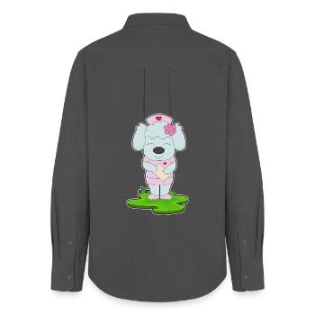 Infirmière canine - Chemise Oxford Femme - charbon - Dos - AI Model Female 172 light (172cm)