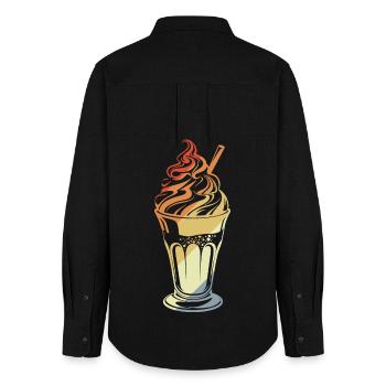 Eisbecher Retro Stil - Frauen Oxford Hemd - Schwarz - Hinten - AI Model Female 172 light (172cm)