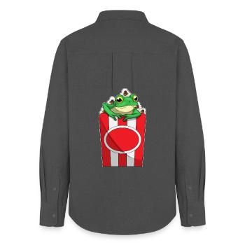 Frog Popcorn - Women's Oxford Shirt - anthracite - Back - AI Model Female 172 light (172cm)