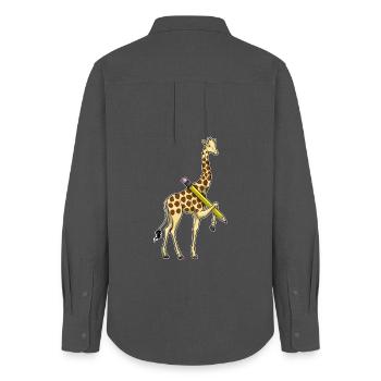 Giraffe Student Pencil School - Women's Oxford Shirt - anthracite - Back - AI Model Female 172 light (172cm)