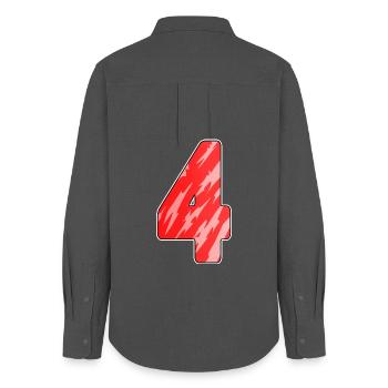 4 - Four Number Number Pattern Red - Women's Oxford Shirt - anthracite - Back - AI Model Female 172 light (172cm)