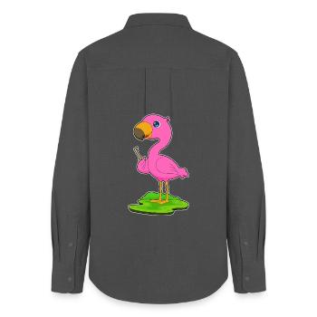 Flamingo Key - Women's Oxford Shirt - anthracite - Back - AI Model Female 172 light (172cm)
