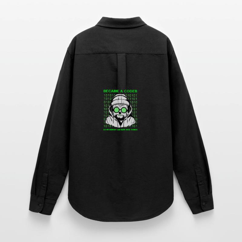 Became a Coder – Hacker Dog Binary Look Frauen Oxford Hemd