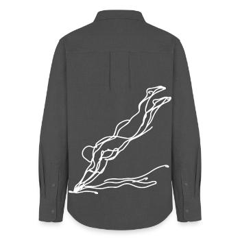 Swimmer Girl Sketch - Women's Oxford Shirt - anthracite - Back - AI Model Female 172 light (172cm)