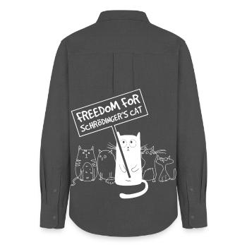 Freedom for Schrödinger's Cat Funny Nerd Meme - Women's Oxford Shirt - anthracite - Back - AI Model Female 172 light (172cm)